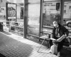 Man-spreading at the bus stop