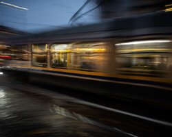 Tram in the evening